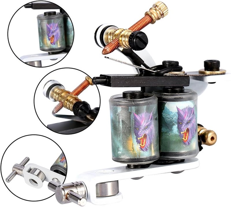 woobles Tattoo Machine Gun Shader Liner Professional Reel Film Coils Gun Frame for Shader Supply Equipment and Artists(#1) - Image 4